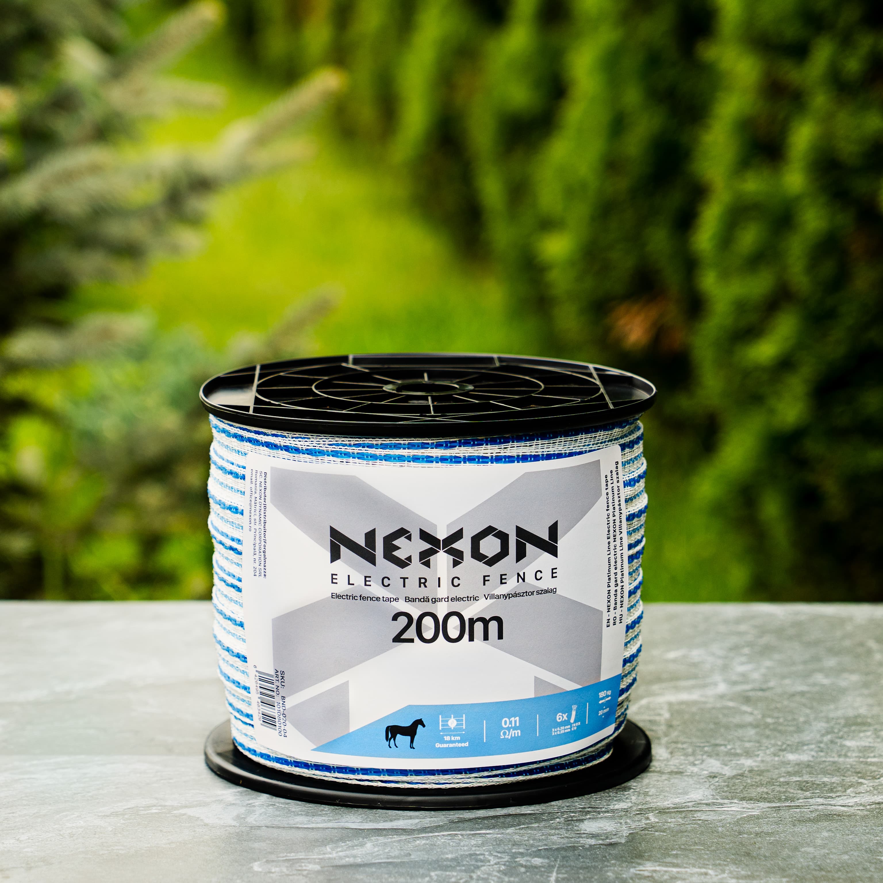 NEXON Platinum Line villanypásztor szalag 200 m, 20 mm, 0.11 ohm, 6 fémszál, 180 kg – 2. kép