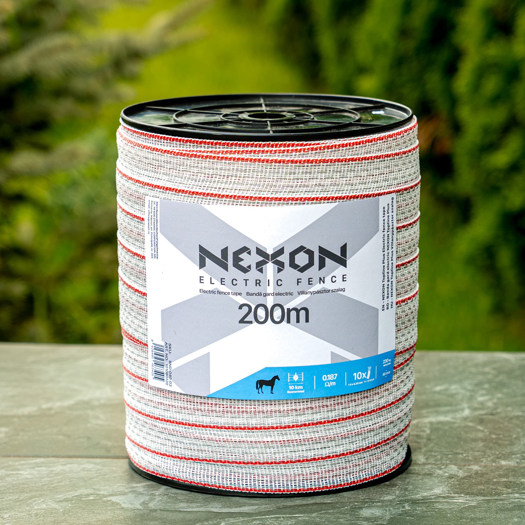 NEXON Topline Plus villanypásztor szalag 200 m, 40 mm, 0.187 ohm/m, 10 fémszál, 230 kg – 2. kép