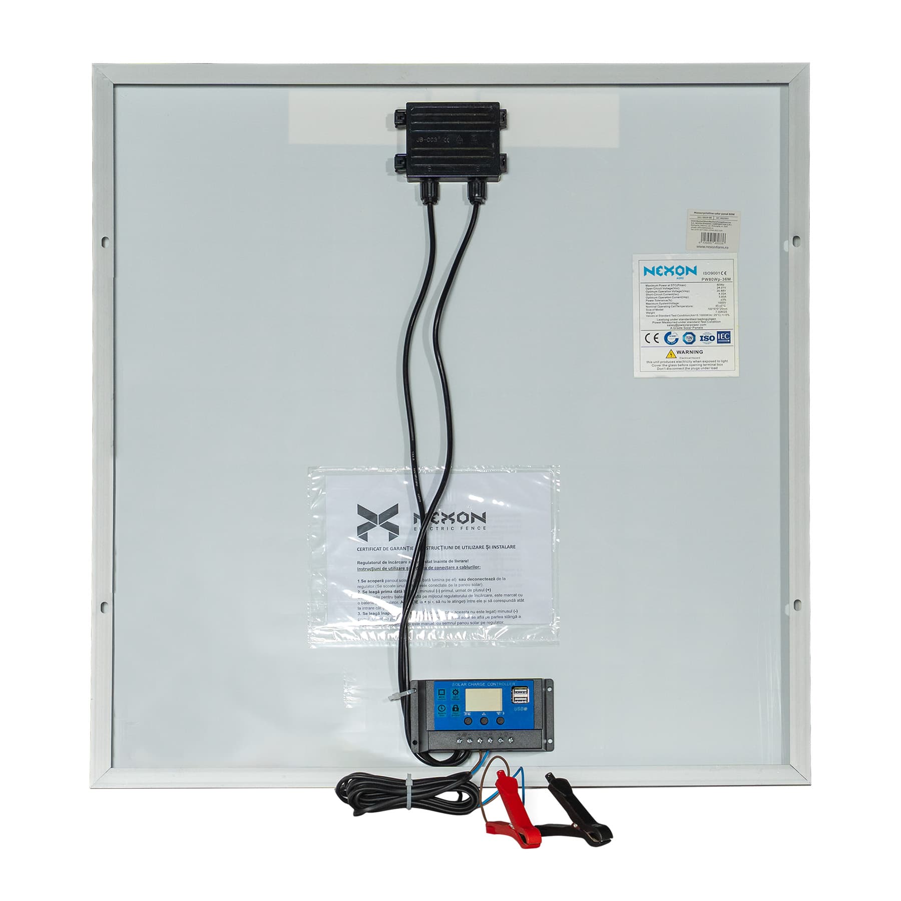 NEXON 80W napelem villanypásztorhoz szabályzóval – 3. kép