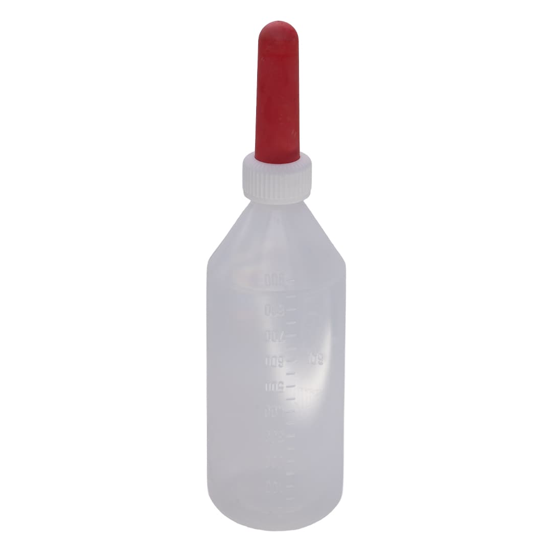 Borjúitató palack 1L piros cumival és mérőskálával – 4. kép