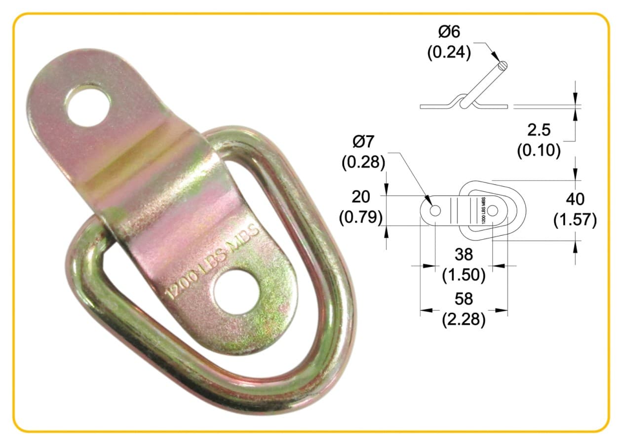 Rögzítő gyűrű füllel – 58 × 20 mm, horganyzott acél – 2. kép