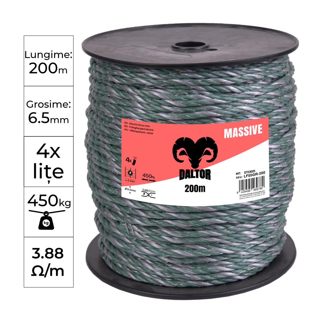 DALTOR SECUR-GR zsinór 200m 450kg 4-fémszál 3.88Ohm