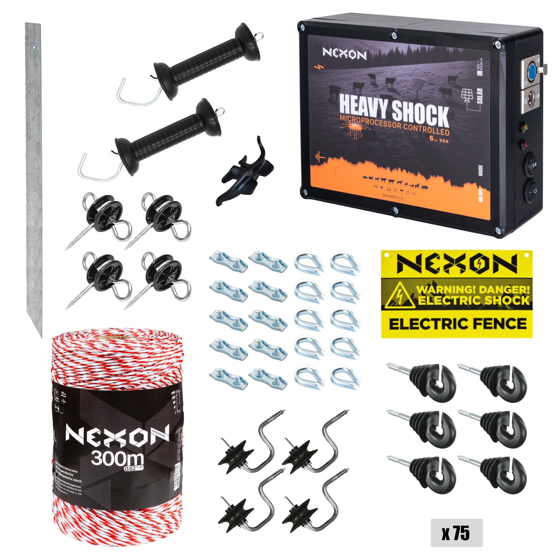 Villanypásztor csomag NEXON HeavyShock PRO 2.5J, Zsinór 300m, 3 fémszál, 110kg