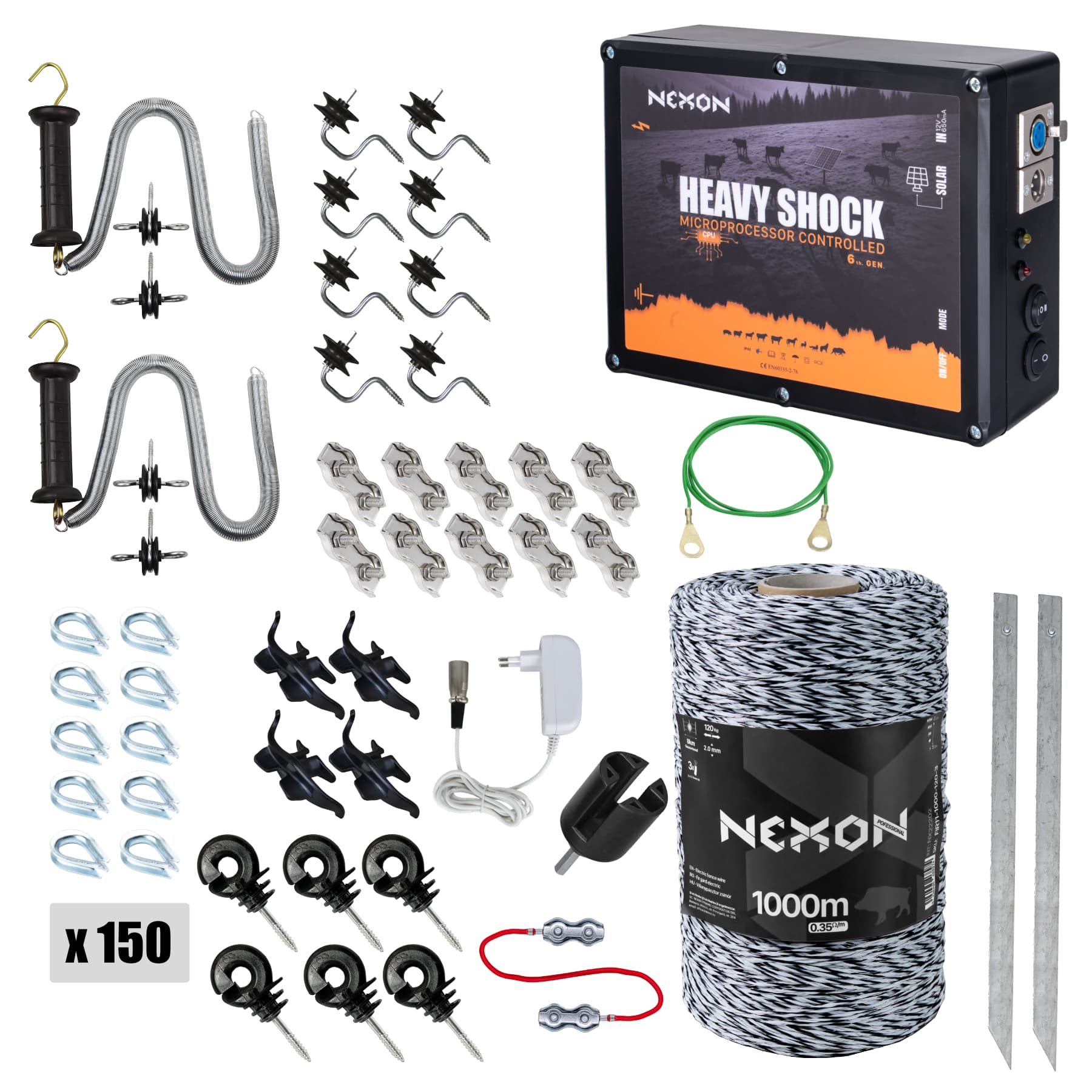 Villanypásztor csomag NEXON HeavyShock PRO 2.5J, Zsinór 1000m 3 fémszál 120kg