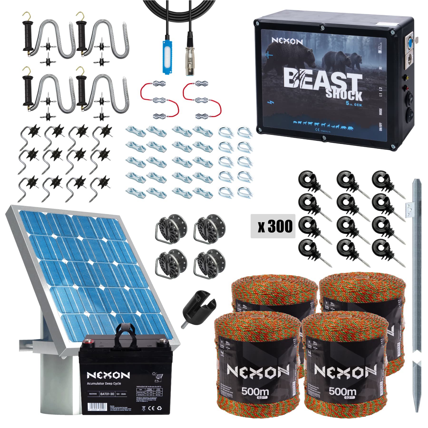 Villanypásztor csomag NEXON BeastShock 8.5J, Vezeték 2000 m, 5 szál, 180 kg