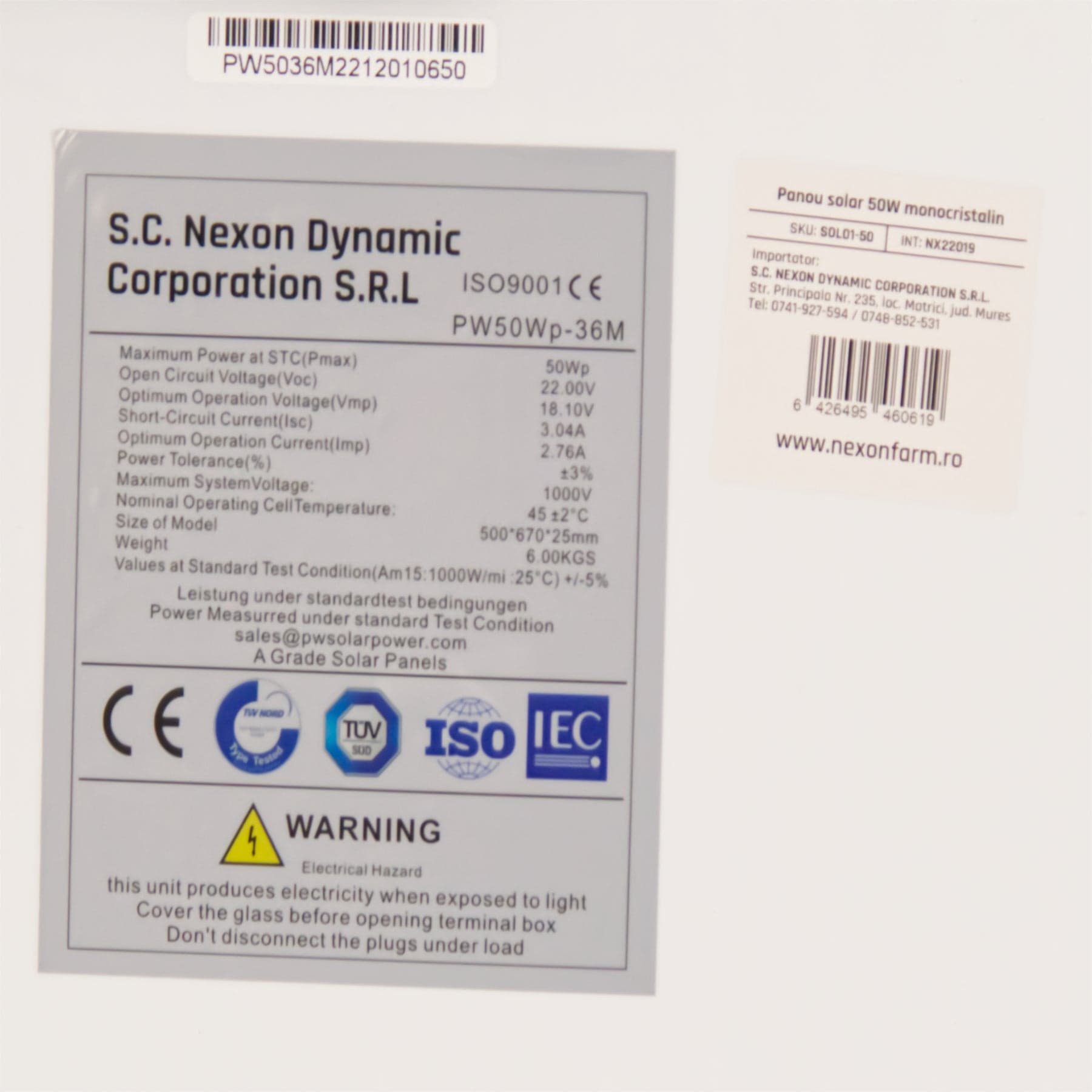 NEXON 50W napelem villanypásztorhoz tartó nélkül – 5. kép