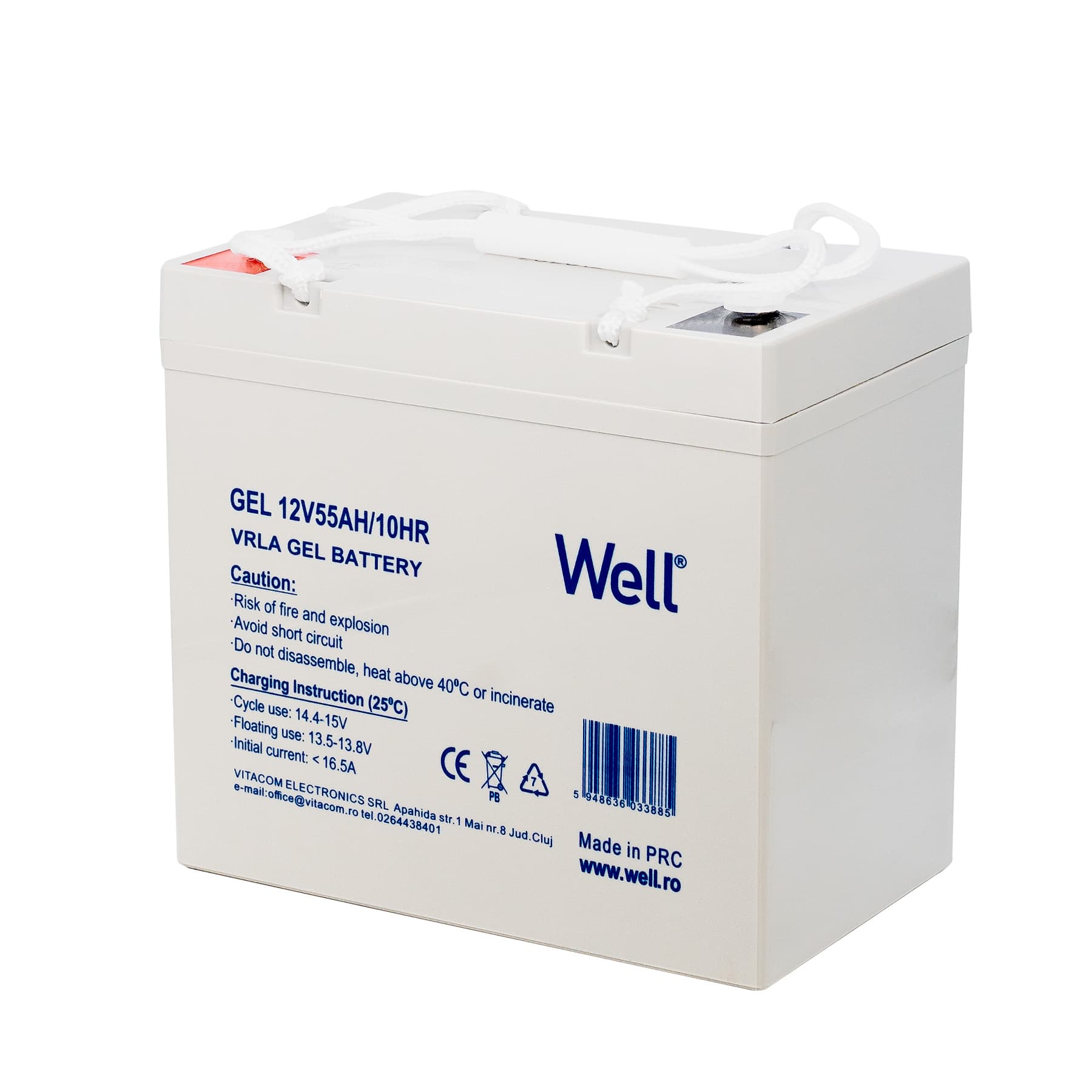 Well GEL 12V 55Ah napelemes akkumulátor M8 csatlakozóval BAT-LEADG-12V55AH-WL