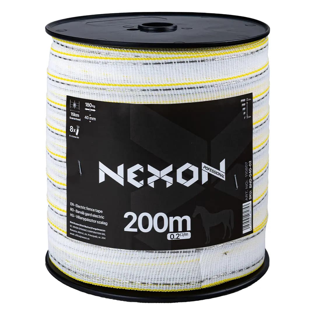 NEXON PREMIUM villanypásztor szalag 200m 8 fémszál 180kg – 2. kép