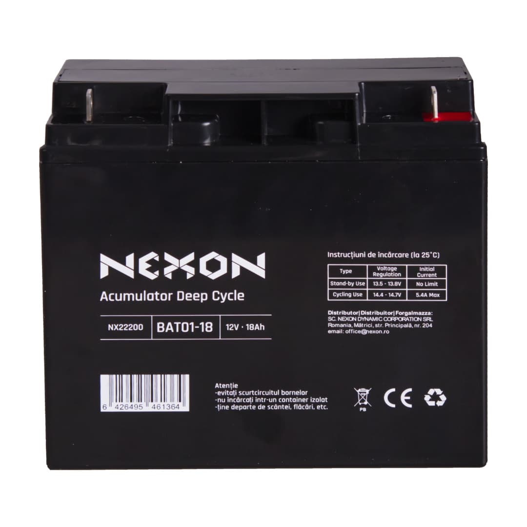 NEXON 12V 18Ah ólom-savas akkumulátor villanypásztorhoz – 2. kép