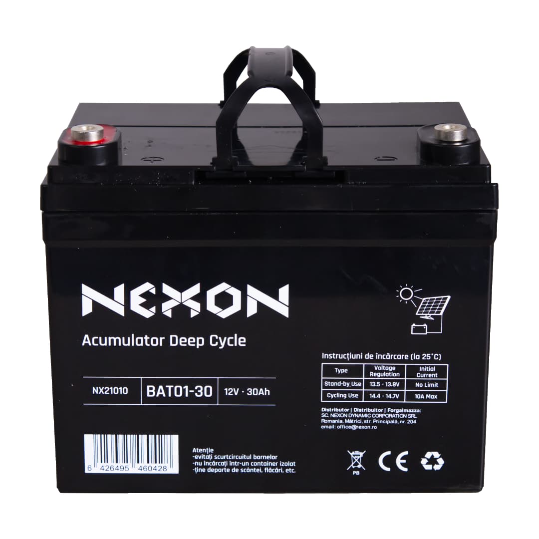 NEXON 12V 30Ah ólom-savas akkumulátor villanypásztorhoz – 2. kép