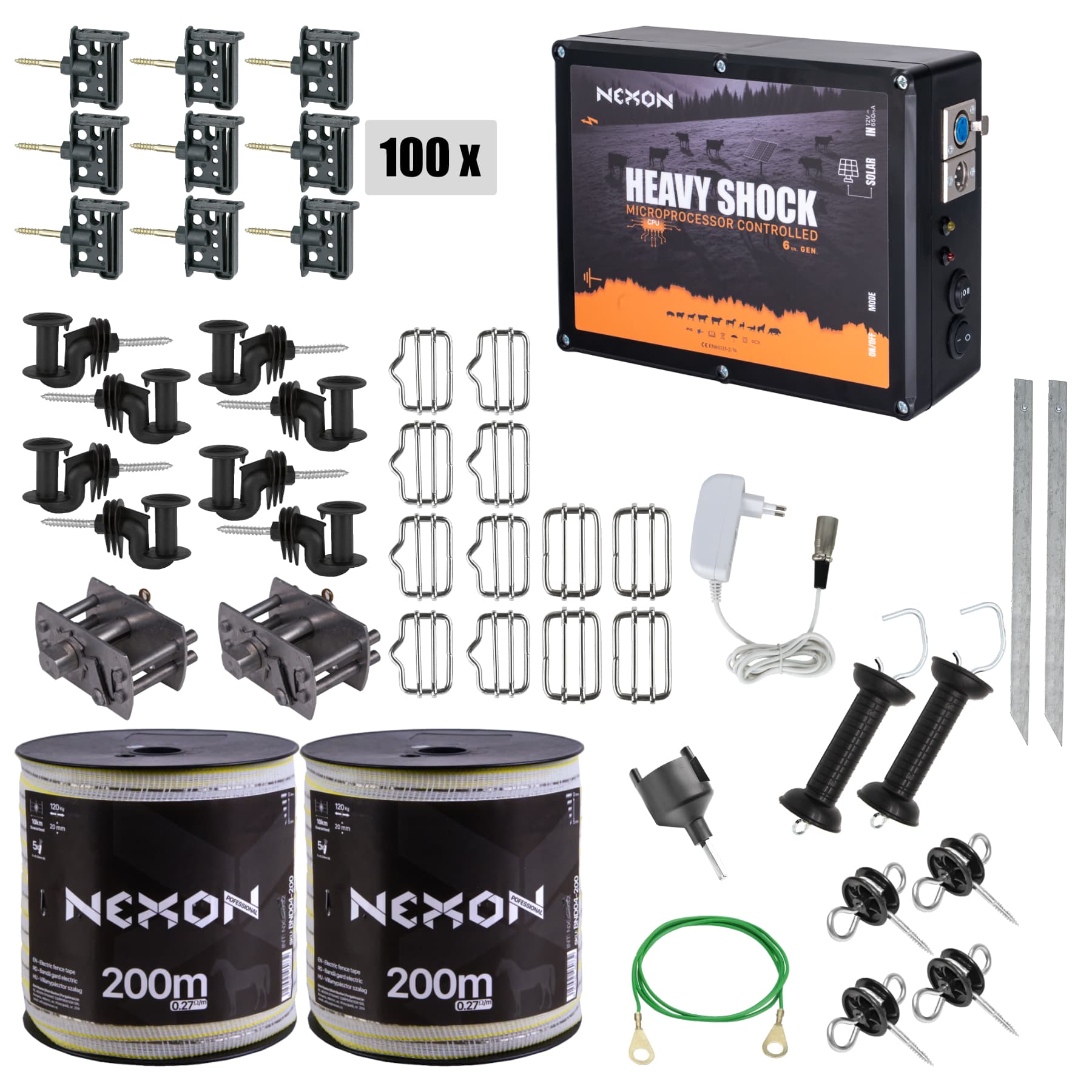 Villanypásztor csomag NEXON HeavyShock PRO 5.0J, Szalag 400m, 5 szál, 120kg – 2. kép