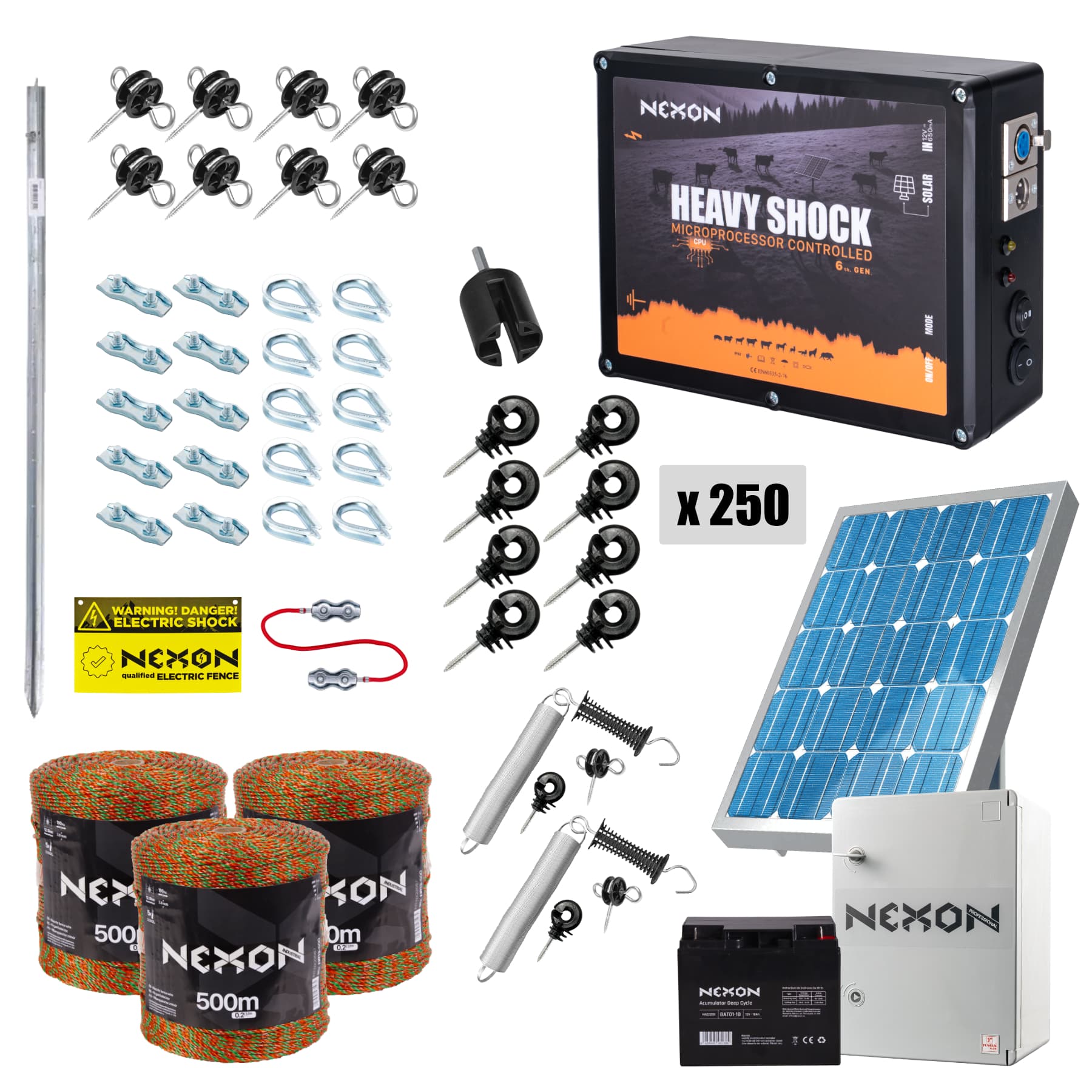 Villanypásztor csomag NEXON HeavyShock PRO 5.0J, Napelemes, Dobozos, 1500m, 180kg – 3. kép