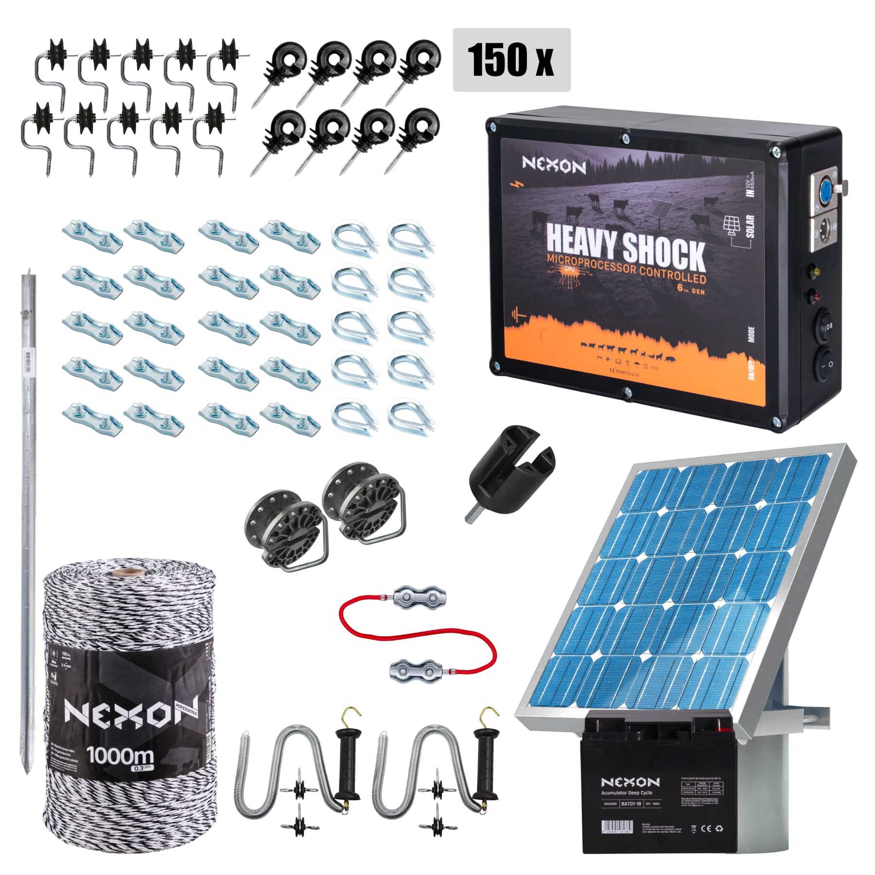 Villanypásztor csomag NEXON HeavyShock PRO 5.0J, Napelemes, Zsinór 1000m, 130kg – 2. kép