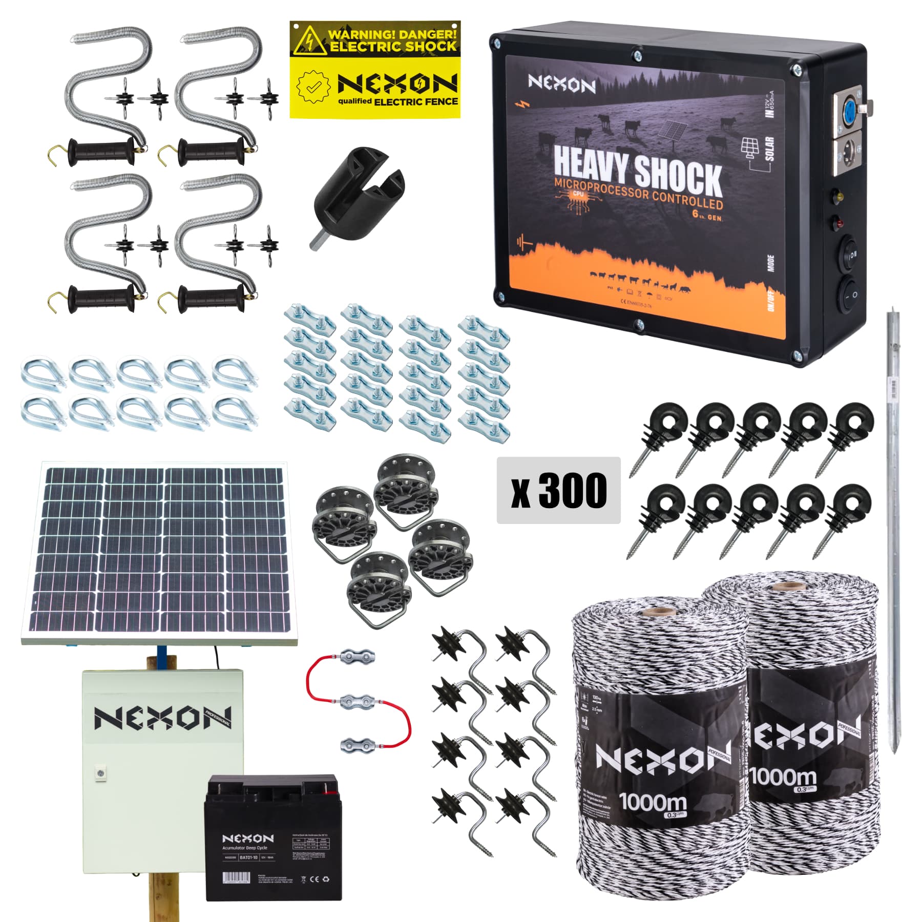 Villanypásztor csomag NEXON HeavyShock PRO 5.0J, Napelemes, Zsinór 2000m, 130kg – 2. kép