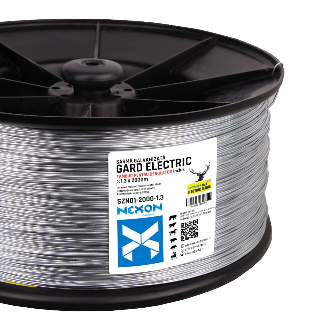 NEXON horganyzott elektromos kerítés drót, 1,3 mm, 2000m, 200 kg, dobon, 1. osztály – 3. kép