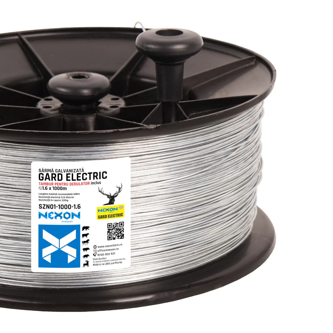 NEXON Horganyzott drót villanypásztorhoz 1.6mm, 1000m, 220kg, dobbal, 1. oszatály – 3. kép