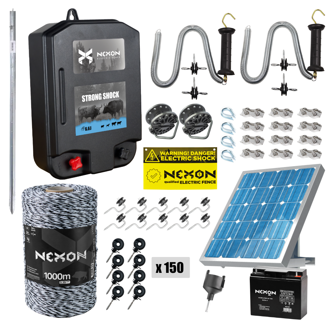 Teljes villanypásztor csomag NEXON Strongshock 4.4J, 1000m zsinór es napelem