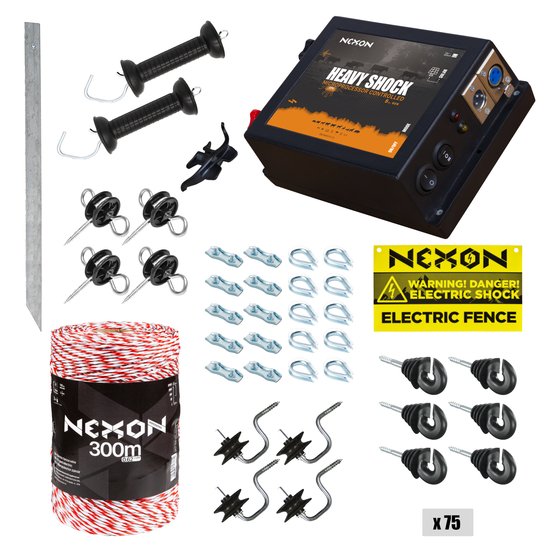 Villanypásztor csomag NEXON HeavyShock PRO 2.5J, Zsinór 300m, 3 fémszál, 110kg