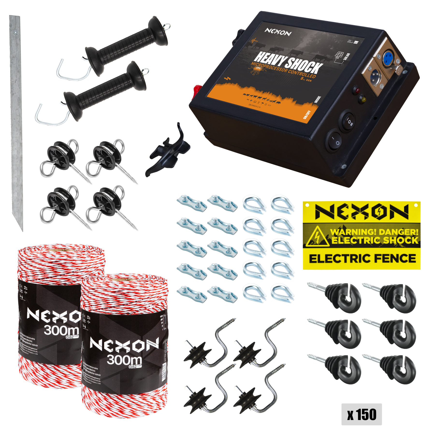 Villanypásztor csomag NEXON HeavyShock PRO 2.5J, Zsinór 600m, 3 fémszál, 110kg