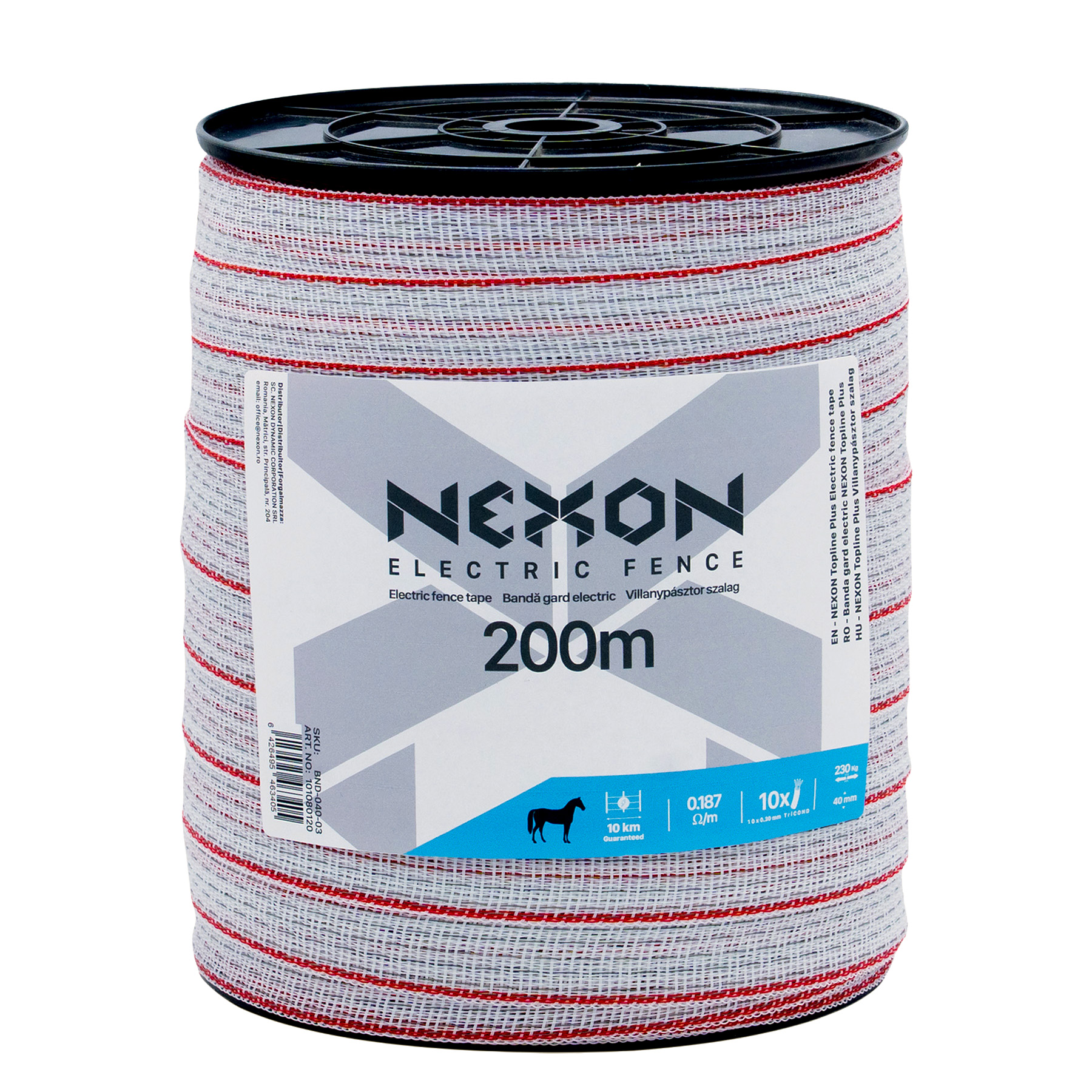 NEXON Topline Plus villanypásztor szalag 200 m, 40 mm, 10 fémszál, 230 kg