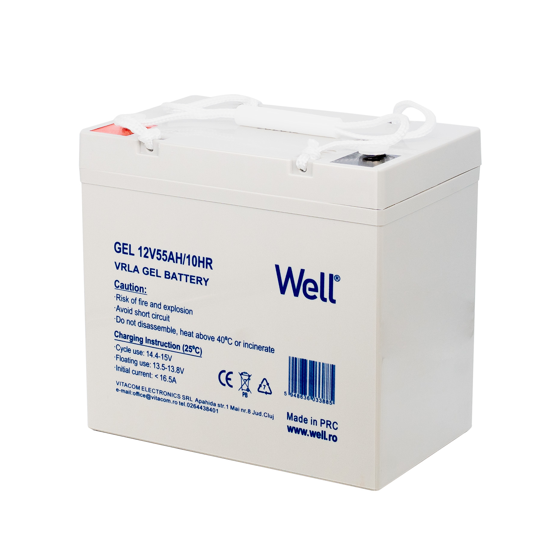 Well GEL 12V 55Ah napelemes akkumulátor M8 csatlakozóval BAT-LEADG-12V55AH-WL